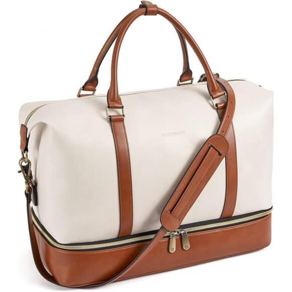 BOSTANTEN Weekender Bags for Women Leather Travel Duffle Bag Carry On Overnight - Picture 1 of 7